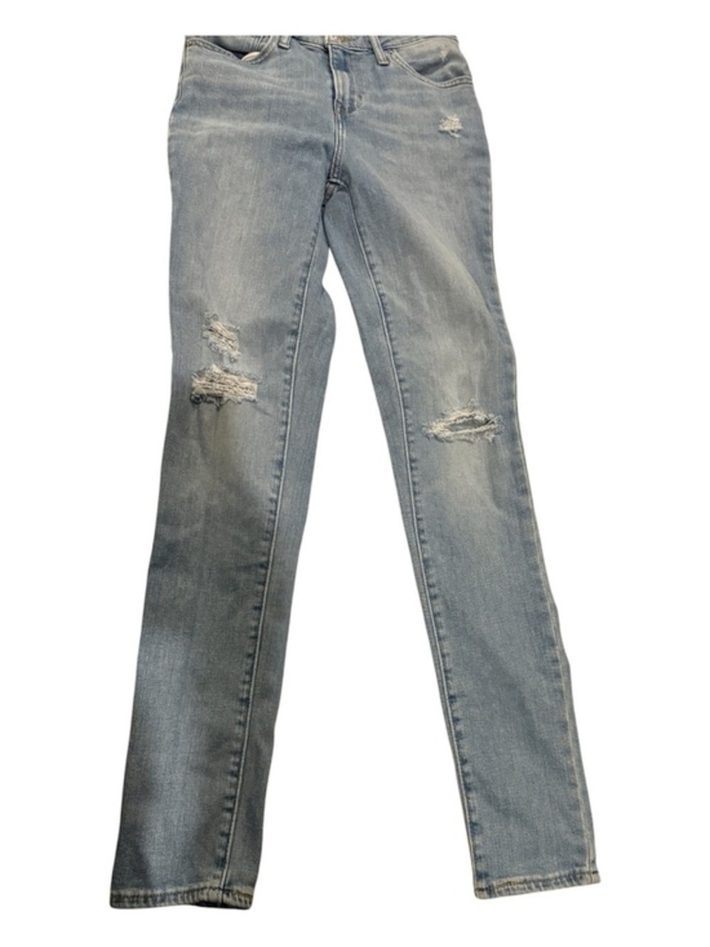 Levi’s 721 High Rise Skinny Jeans Light Blue Jeans Slim Distressed Fit Size 25